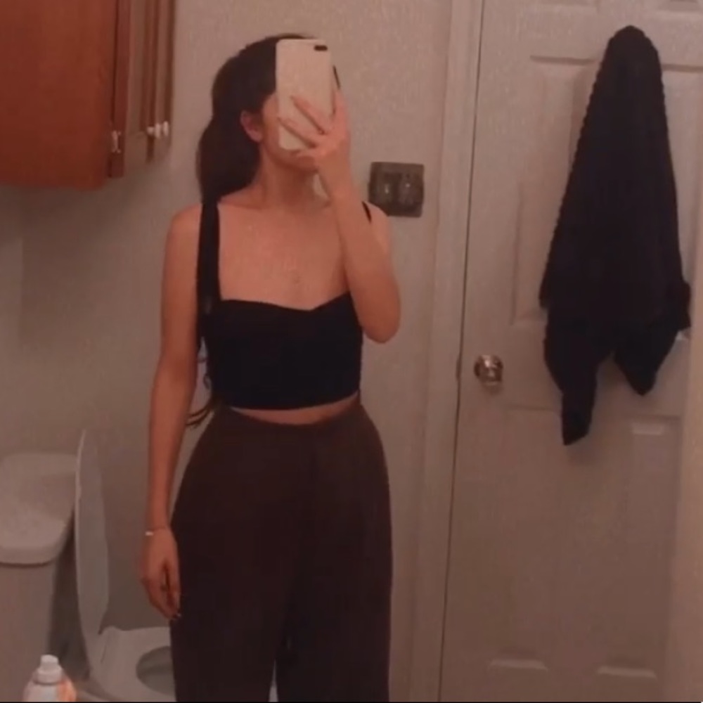 Brown high waisted trousers